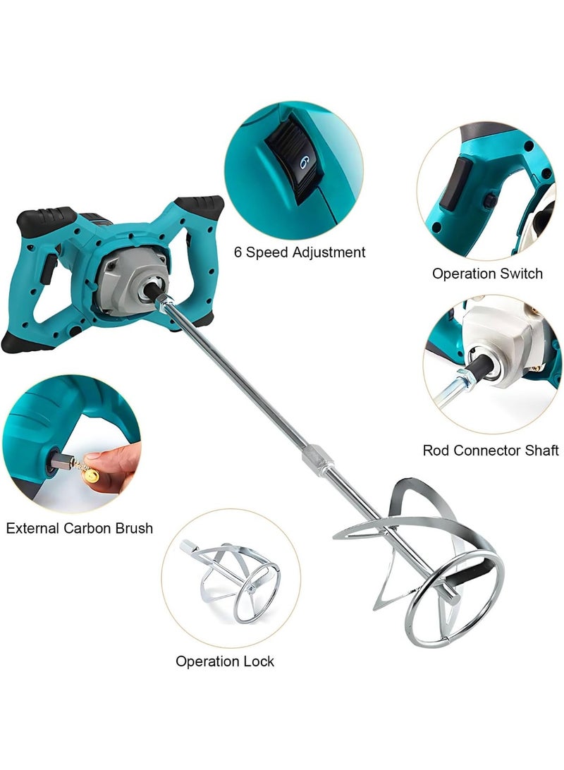BlueFire Powerful and efficient, this 1400W electric paint mixer stirrer is designed for professional and industrial mixing tasks. With 6 adjustable speed settings and a strong 220V motor, it delivers stable performance for mixing cement, concrete, mortar, plaster, paint, grout, mud, fodder, glue, and other medium-viscosity materials. - Image 5